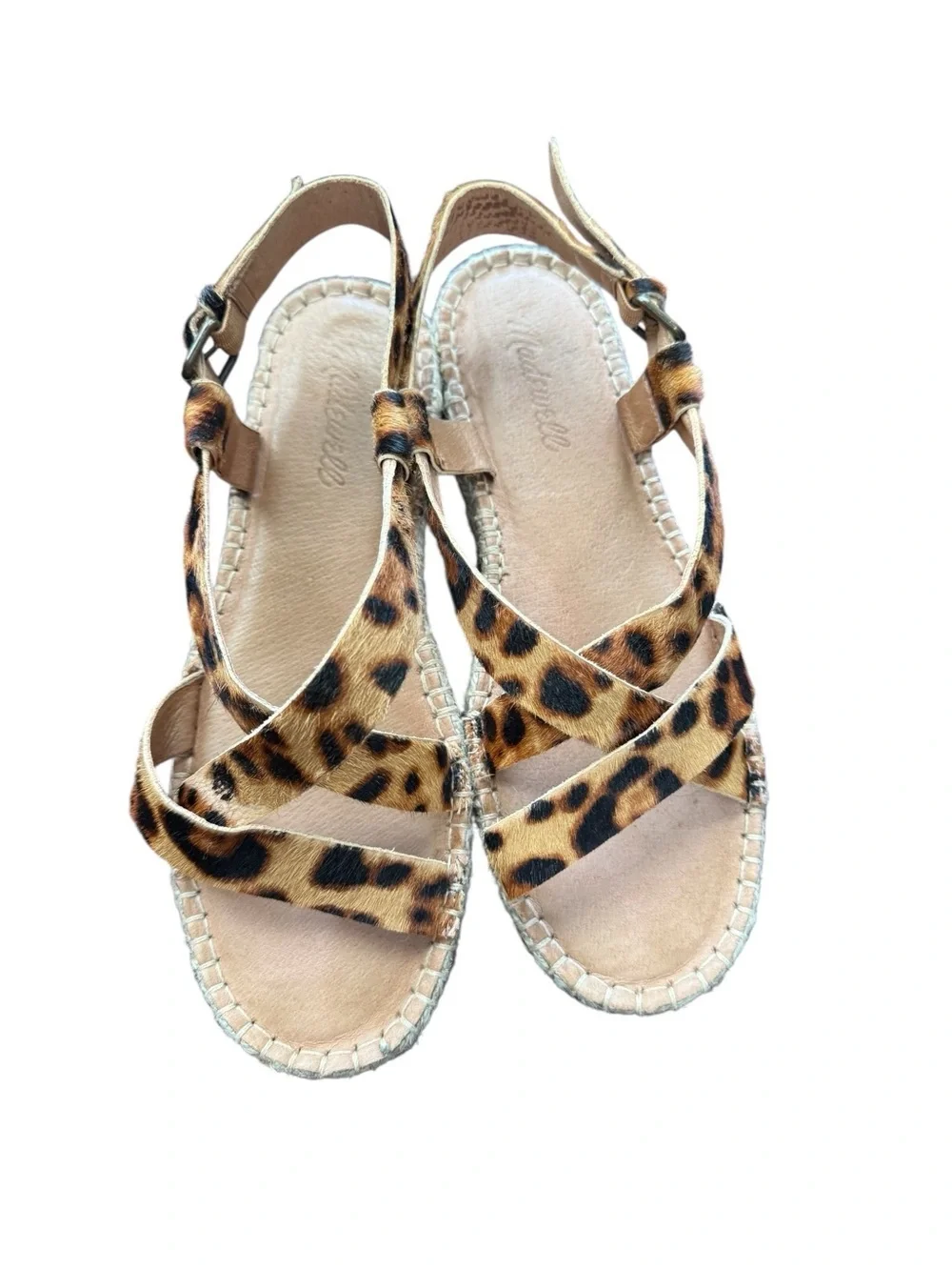 Madewell Leopard Haircalf Espadrille Sandals Size 8 Euro Summer Coastal